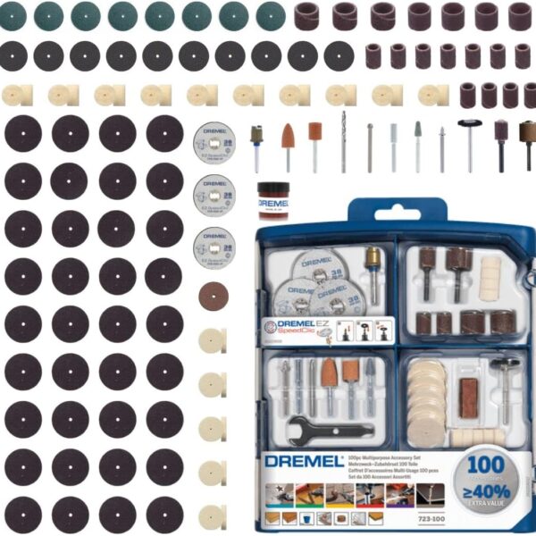 Dremel 723 EZ SpeedClic – 100-teiliges Zubehörset mit Aufbewahrungsbox