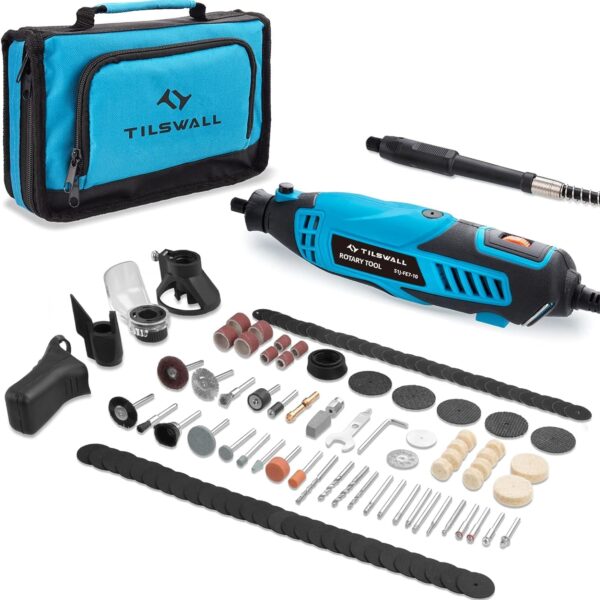 Tilswall 160W Multifunktionswerkzeug mit 6 Drehzahlstufen und 107-145 Zubehörteilen für Gravieren, Bohren, Schneiden, Schleifen, Polieren und Schärfen