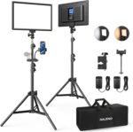 RALENO LED Videoleuchte 2er-Set, 384 LEDs, 8000mAh Akku, 180cm Stativ, Dimmbar 3200-5600K, CRI95 für YouTube & TikTok