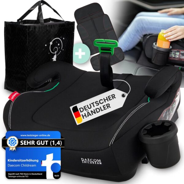 DAECOM Childream® Kindersitzerhöhung Isofix, i-Size (15-36 kg), mit Gurtpolster & Becherhalter