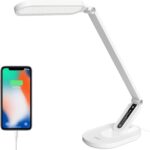 JKSWT Dimmbare Schreibtischlampe mit 5 Farbmodi, 72 LEDs, USB-Ladeanschluss & Touch-Steuerung – Augenfreundlich & mit Memory-Funktion [Energieklasse A]