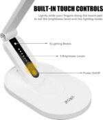JKSWT Dimmbare Schreibtischlampe mit 5 Farbmodi, 72 LEDs, USB-Ladeanschluss & Touch-Steuerung – Augenfreundlich & mit Memory-Funktion [Energieklasse A]