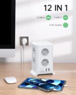 Sameriver 8-Fach Steckdosenleiste mit Schalter, 4 USB, Überspannungsschutz & 2-5M Verlängerungskabel – für Zuhause & Büro