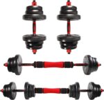 CCLIFE Hantelset 2er – Verstellbare Kurzhanteln & Langhantel mit Verbindungsrohr, 20–40 kg