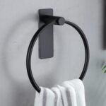 ZUNTO Handtuchring Schwarz – Selbstklebender Edelstahlhalter fürs Bad & Küche, ohne Bohren