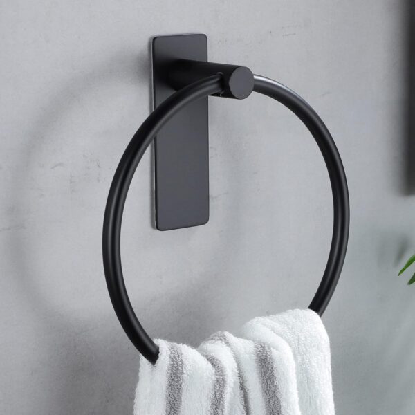 ZUNTO Handtuchring Schwarz – Selbstklebender Edelstahlhalter fürs Bad & Küche, ohne Bohren