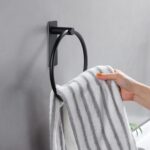 ZUNTO Handtuchring Schwarz – Selbstklebender Edelstahlhalter fürs Bad & Küche, ohne Bohren