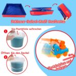 Magic Sand Kit – 1,35 kg Kinetischer Sand, 6 Mini Baufahrzeuge, Modellierwerkzeuge & Faltbarer Sandkasten für Kinder