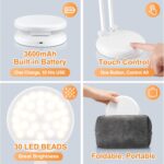 One Fire Kabellose LED Tischlampe, Faltbar & Tragbar, 9 Helligkeitsstufen, Akku Leselampe