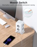 Sameriver 8-Fach Steckdosenleiste mit Schalter, 4 USB, Überspannungsschutz & 2-5M Verlängerungskabel – für Zuhause & Büro