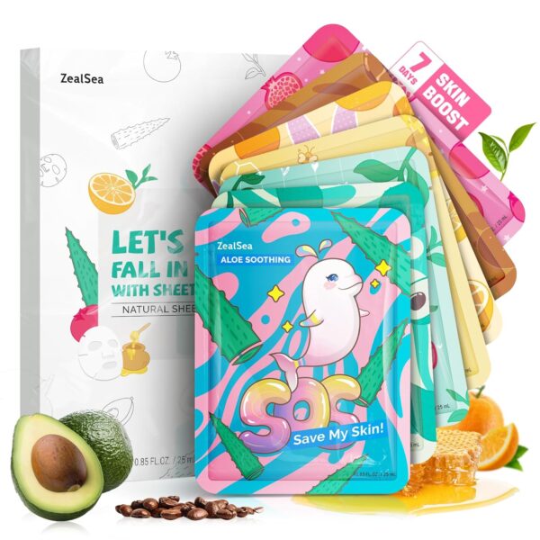 ZealSea Gesichtsmasken Set – Feuchtigkeitsspendend & Beruhigend für Alle Hauttypen