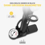 DANSI Standpumpe – für alle Ventile (AV, SV, DV) | Mit Manometer, Adaptern & Behälter | Für Fahrrad, Motorrad, E-Bike & Auto