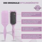 FABIHA® 3-in-1 Lockenbürste – Bio-Haarbürste mit Wildschweinborsten & Zahnrad-Design (Lilac)