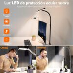 LOTTBUTY Doppelkopf LED-Schreibtischlampe – 24W, 80CM, dimmbar, augenschonend, mit Schwanenhals