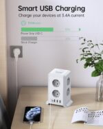 Sameriver 8-Fach Steckdosenleiste mit Schalter, 4 USB, Überspannungsschutz & 2-5M Verlängerungskabel – für Zuhause & Büro