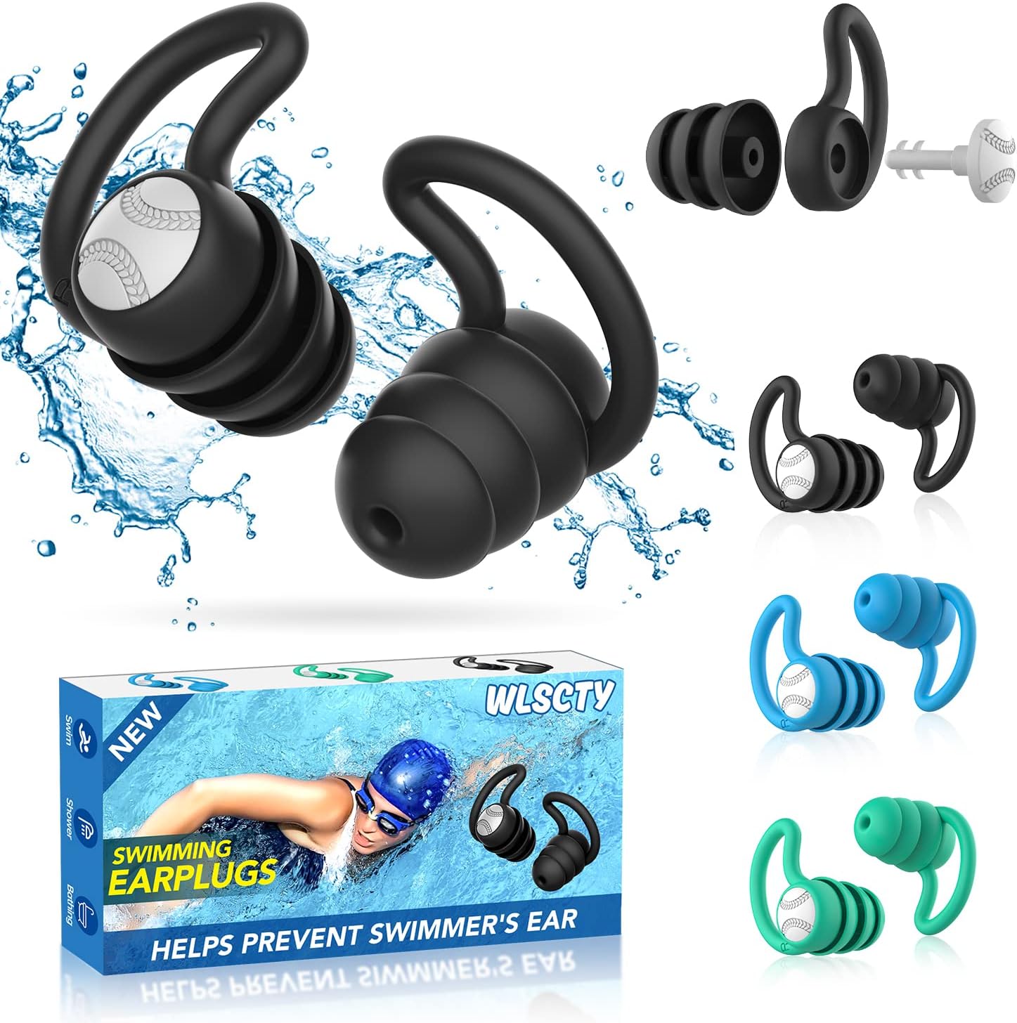Wasserdichte Silikon-Ohrstöpsel – Wiederverwendbar für Schwimmen, Duschen & Wassersport