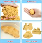Magic Sand Kit – 1,35 kg Kinetischer Sand, 6 Mini Baufahrzeuge, Modellierwerkzeuge & Faltbarer Sandkasten für Kinder