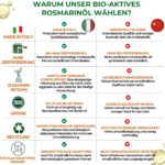 Bio Rosmarinöl für Haarwachstum – mit Rizinusöl, Vitamin E+C & Macadamia, kaltgepresst (100 ml)