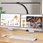 LOTTBUTY Doppelkopf LED-Schreibtischlampe – 24W, 80CM, dimmbar, augenschonend, mit Schwanenhals