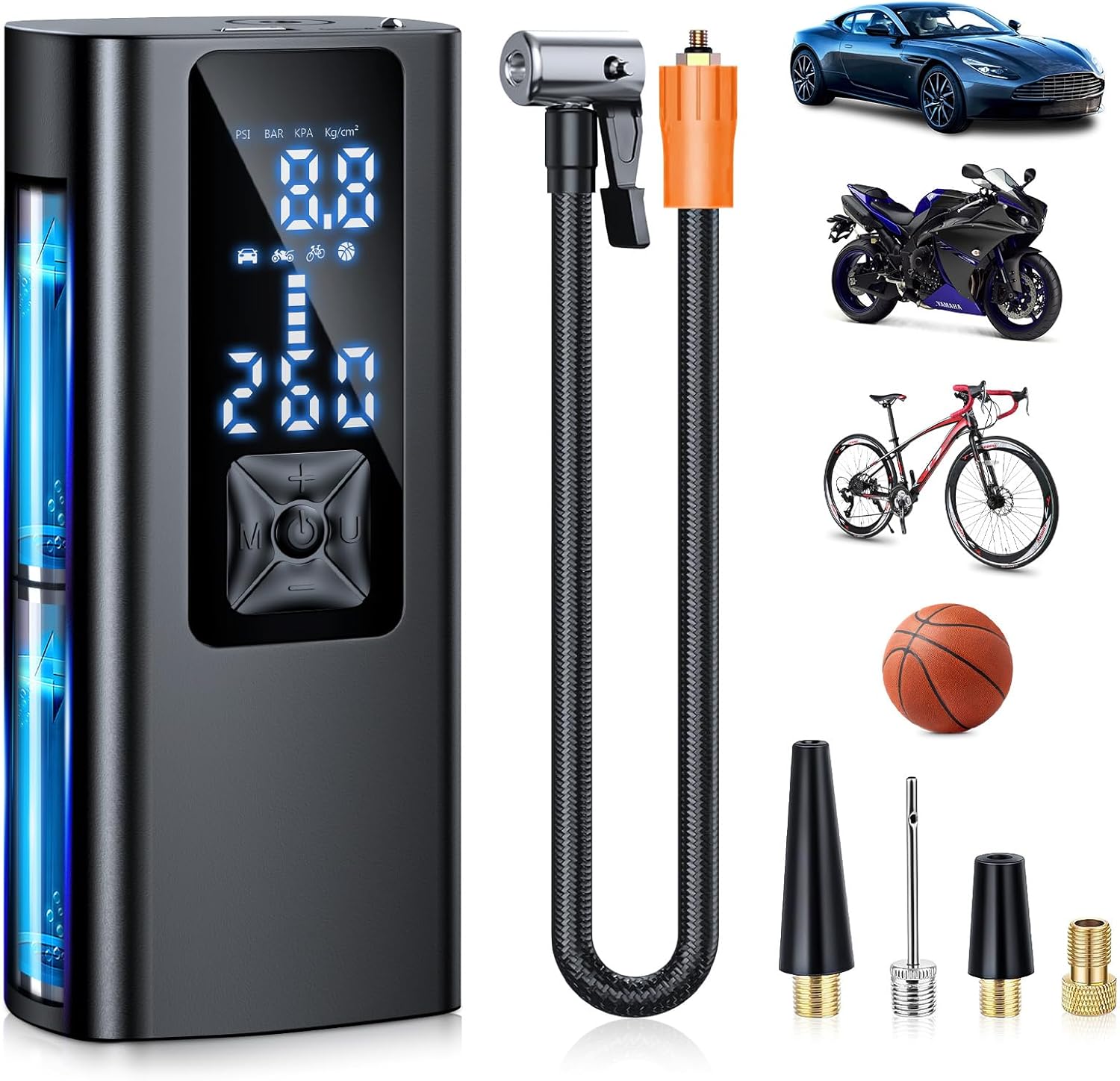 Elektrische Akku-Luftpumpe – 150 PSI | Tragbar, USB-C, Powerbank & Taschenlampe