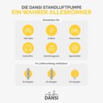 DANSI Standpumpe – für alle Ventile (AV, SV, DV) | Mit Manometer, Adaptern & Behälter | Für Fahrrad, Motorrad, E-Bike & Auto
