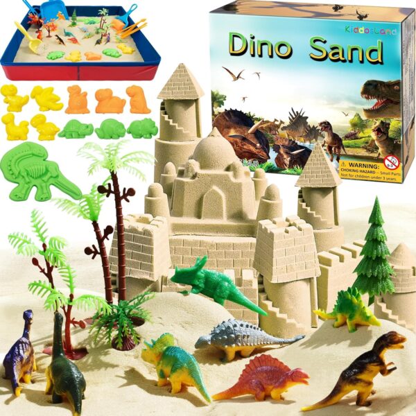 KiddosLand Dinosaurier Kinetischer Sand 900g – Sensorisches Zaubersand Spielzeug für Kinder ab 3 Jahren