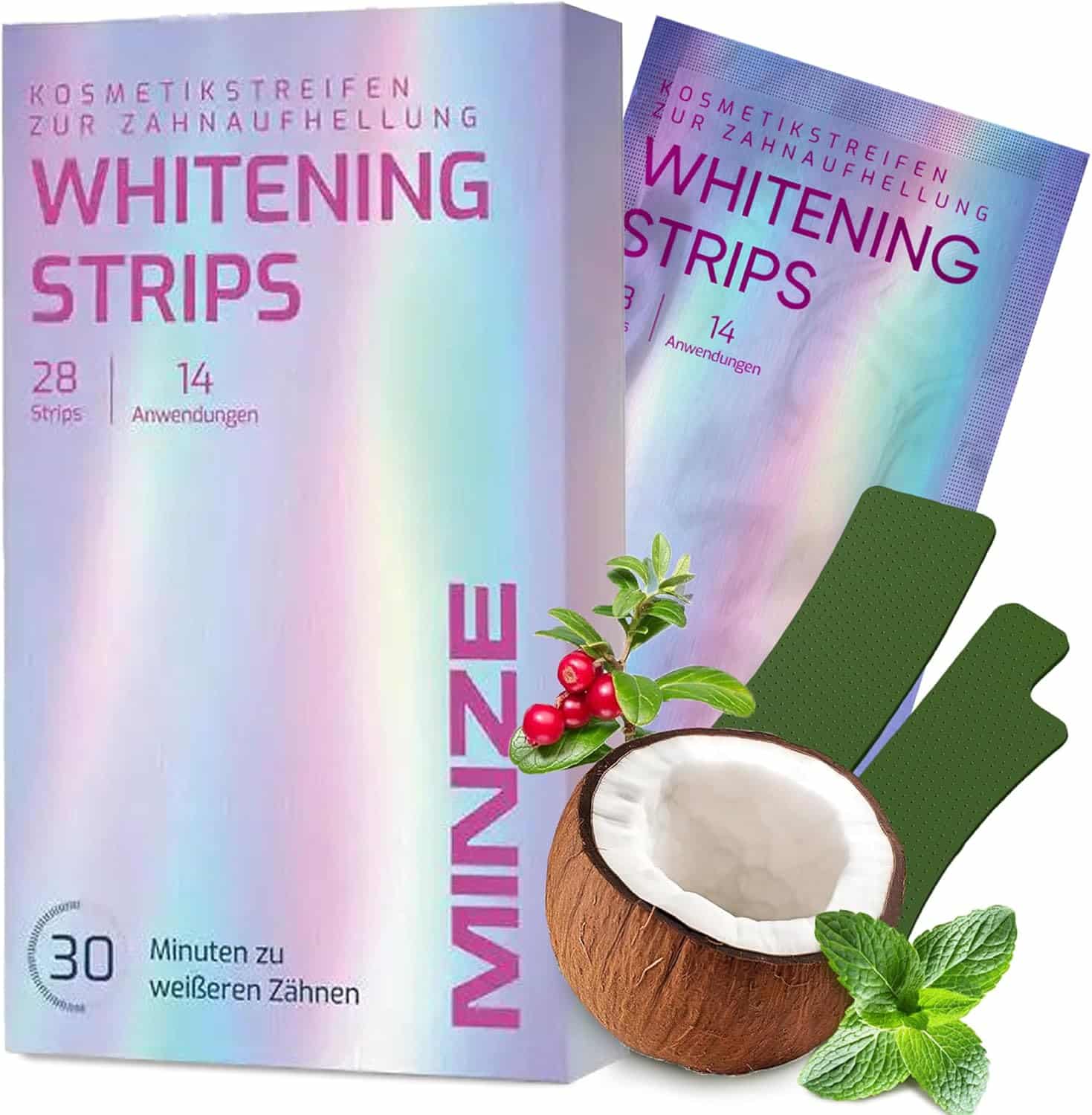 Schonende Zahnaufhellung Whitening Strips – Peroxidfrei für strahlendes Lächeln mit Cocos & Salz
