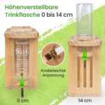 Drei Eichen Heuraufe mit Trinkflasche – Höhenverstellbar, aus FSC-Holz, für Kaninchen & Nager