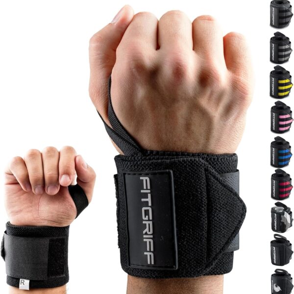 FITGRIFF® Wrist Wraps – 45cm Handgelenkbandagen für Fitness, Kraftsport & Crossfit