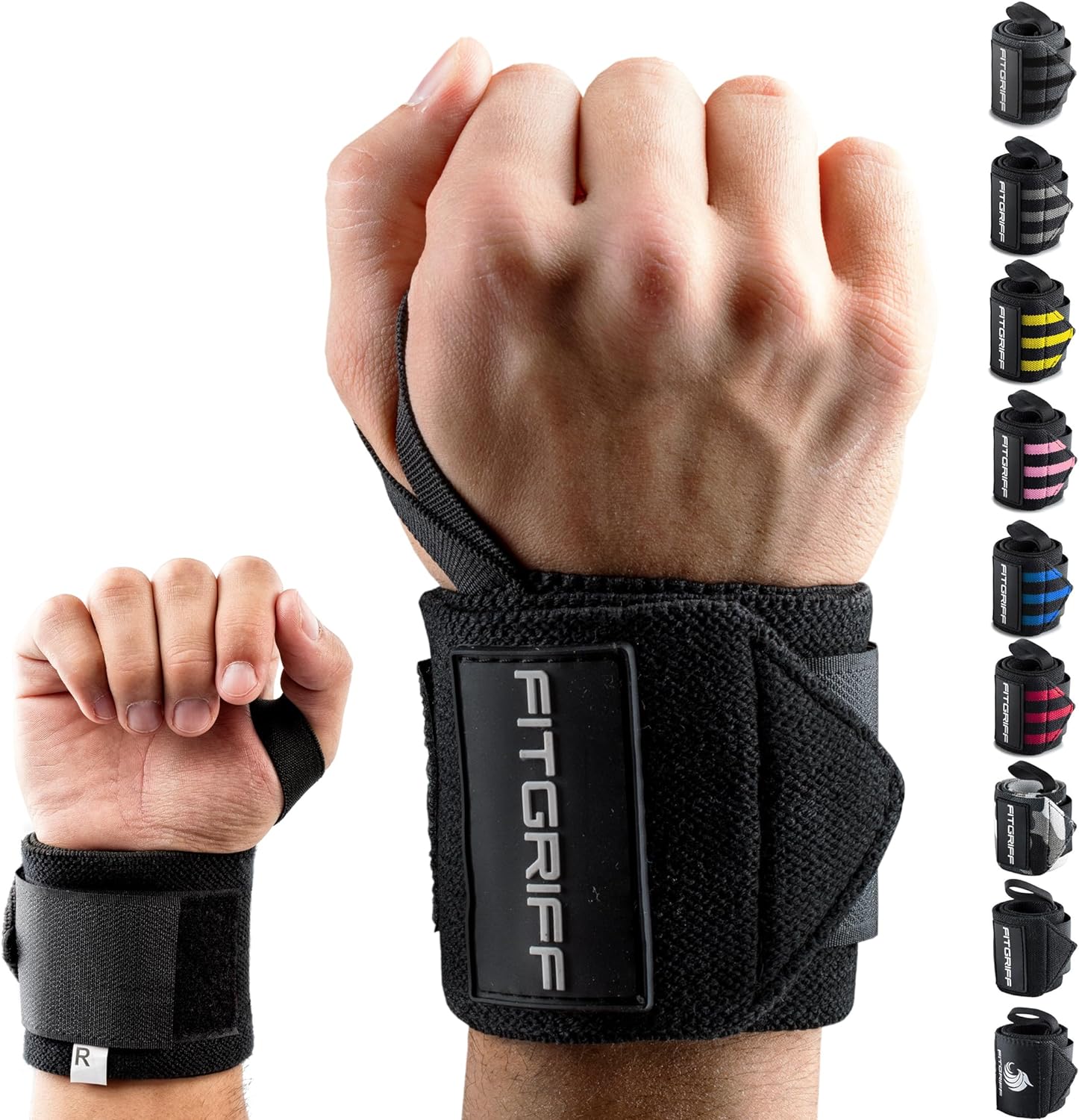 FITGRIFF® Wrist Wraps – 45cm Handgelenkbandagen für Fitness, Kraftsport & Crossfit
