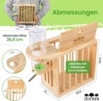 Drei Eichen Heuraufe mit Trinkflasche – Höhenverstellbar, aus FSC-Holz, für Kaninchen & Nager