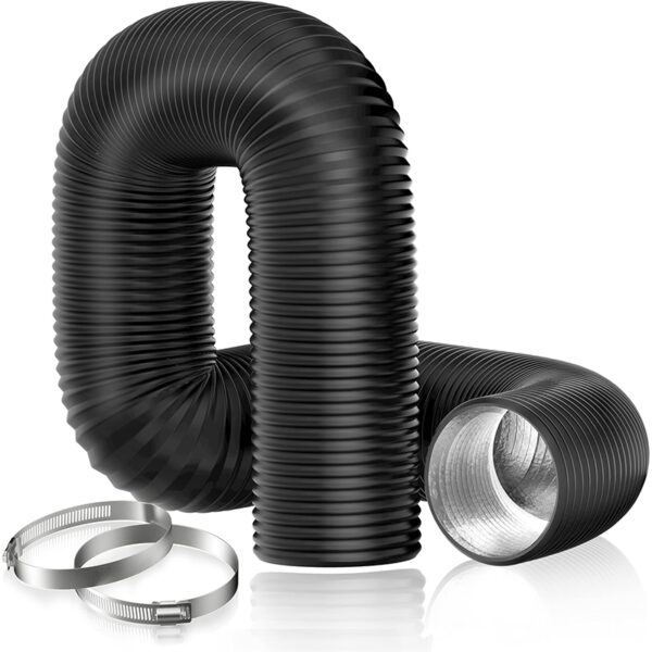 Hon&Guan Flex-Abluftschlauch – PVC Alurohr mit Edelstahl Schellen (5m)