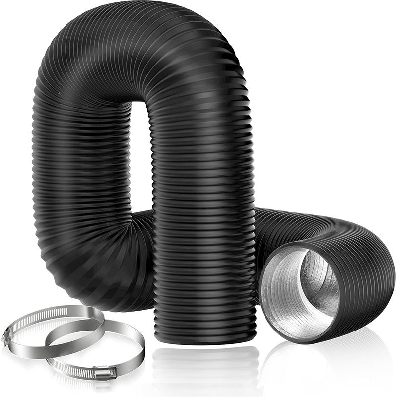 Hon&Guan Flex-Abluftschlauch – PVC Alurohr mit Edelstahl Schellen (5m)