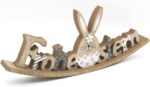 LB H&F Osterdeko Schriftzug Holz Ostern Tischdeko Osterhase niedlich (Wippe)