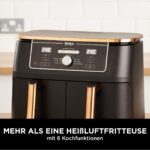 Ninja Foodi MAX Dual Zone Airfryer 9,5L – 6-in-1 Heissluftfritteuse, 2 Fächer, Antihaft, spülmaschinenfest, inkl. Zange, Kupfer/Schwarz