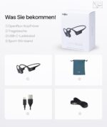 SHOKZ OpenRun – Open-Ear Knochenschall-Kopfhörer, Bluetooth, IP67, 8h Akku, USB-C, inkl. Sport-Stirnband