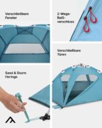 Qeedo Quick Palm Strandmuschel – Leicht, kompakt & UV80-Schutz | Schneller Aufbau für Strand & Kinder