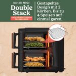 Ninja Double Stack XL Heißluftfritteuse – 9,5L, 2 Schubladen, 6 Funktionen, 8 Portionen, Schwarz/Kupfer