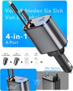 Aimtel Einziehbares 66W Auto Ladegerät – USB C Adapter für iPhone, Galaxy, Pixel & mehr