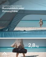 Qeedo Quick Palm Strandmuschel – Leicht, kompakt & UV80-Schutz | Schneller Aufbau für Strand & Kinder