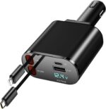 COCIVIVRE 4-in-1 Einziehbares Auto Ladegerät, 60W USB Zigarettenanzünder Adapter, Kompatibel mit iPhone, Galaxy & mehr