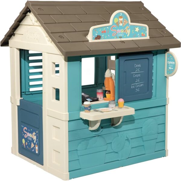 Smoby Spielhaus Sweety Corner – Indoor & Outdoor mit Verkaufstheke und Zubehör, ab 2 Jahren
