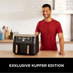 Ninja Foodi MAX Dual Zone Airfryer 9,5L – 6-in-1 Heissluftfritteuse, 2 Fächer, Antihaft, spülmaschinenfest, inkl. Zange, Kupfer/Schwarz