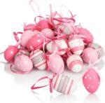 com-four® 36x Ostereier zum Aufhängen 4 cm - Handbemalte Osterdeko mit tollen Mustern - Deko Ostereier in Mehreren Rosa-Farben