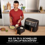 Ninja Foodi MAX Dual Zone Airfryer 9,5L – 6-in-1 Heissluftfritteuse, 2 Fächer, Antihaft, spülmaschinenfest, inkl. Zange, Kupfer/Schwarz