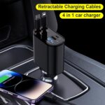 COCIVIVRE 4-in-1 Einziehbares Auto Ladegerät, 60W USB Zigarettenanzünder Adapter, Kompatibel mit iPhone, Galaxy & mehr