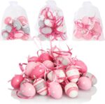com-four® 36x Ostereier zum Aufhängen 4 cm - Handbemalte Osterdeko mit tollen Mustern - Deko Ostereier in Mehreren Rosa-Farben