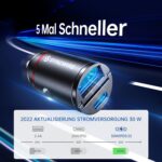 SYNCWIRE 90W Auto Ladegerät USB-C & USB [PD 45W & QC 45W] – Mini Metall Schnellladung für iPhone 15, Google Pixel 7, Samsung