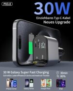 Aimtel Einziehbares 66W Auto Ladegerät – USB C Adapter für iPhone, Galaxy, Pixel & mehr