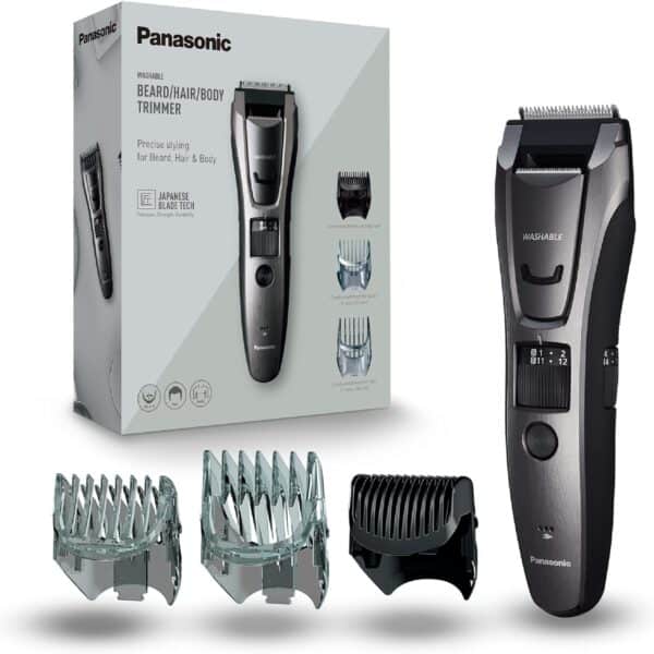 Panasonic ER-GB80 – 3-in-1 Bart-, Haar- & Körpertrimmer, 39 Längen, wasserdicht, kabellos/kabelgebunden, Dunkelsilber